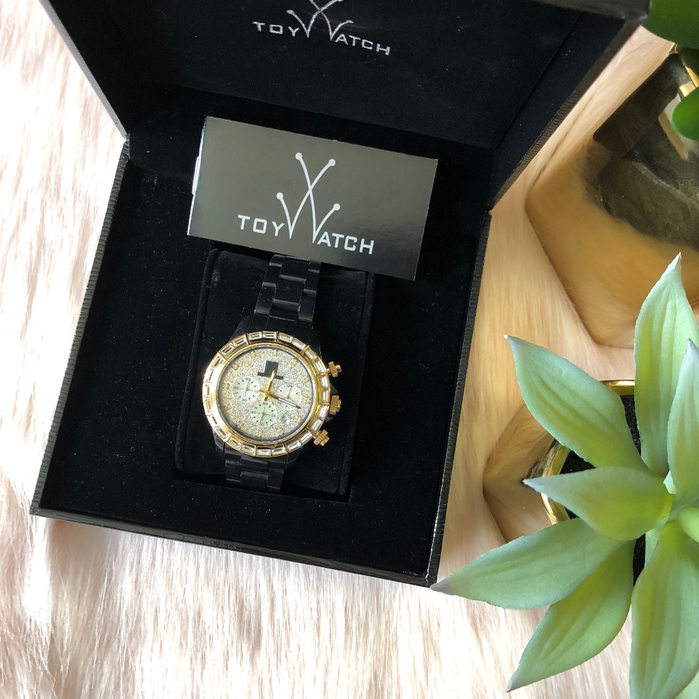 ToyWatch Black & Gold Swarovski Watch